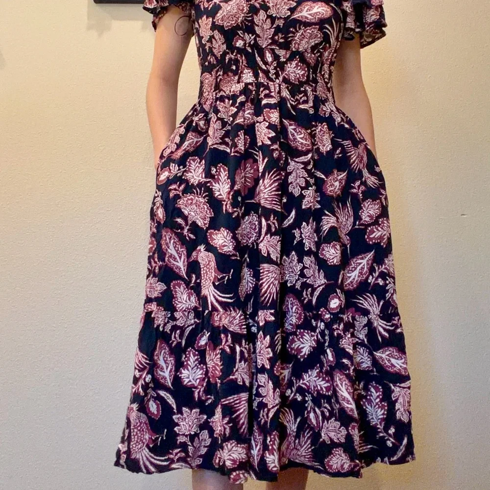 Maurices Navy and Pink Floral Midi Dress - Picture 5 of 10